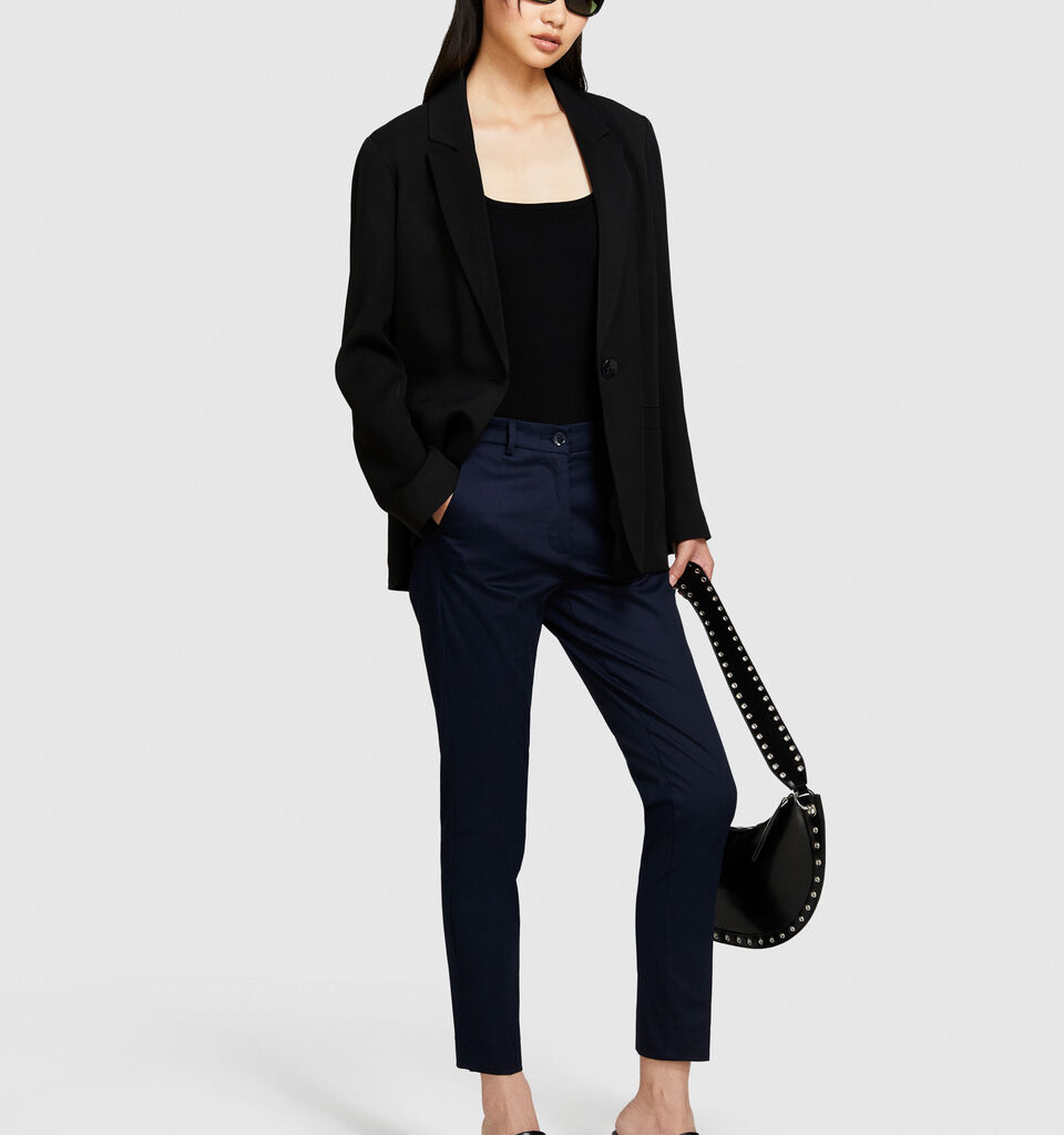 Regular fit chinos - women's chino trousers - Dark Blue | Sisley image number 1